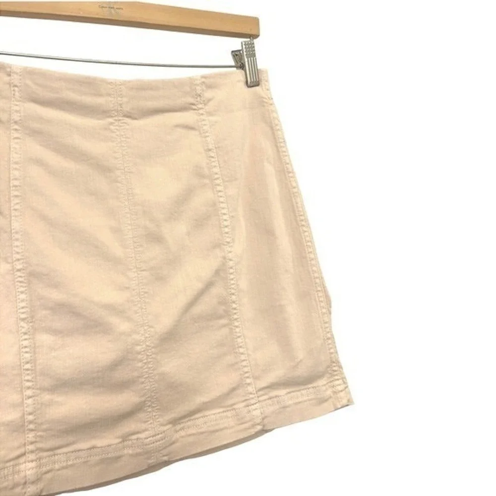 Free People Modern Femme Denim Mini‎ Skirt 8 Stone High-Waisted Bodycon Neutral